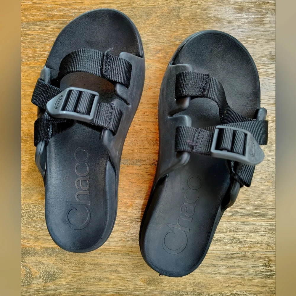 Chaco Kids Chillos Slides Black Sandals Size 2 Adjustable‎